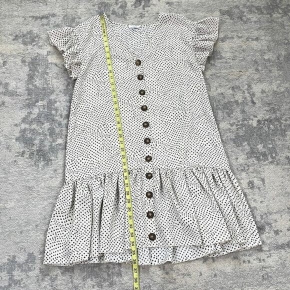 Lucca Couture Ellias Button Front Dress Ruffle Hem Black White Polka Dot Sz S - Picture 7 of 11